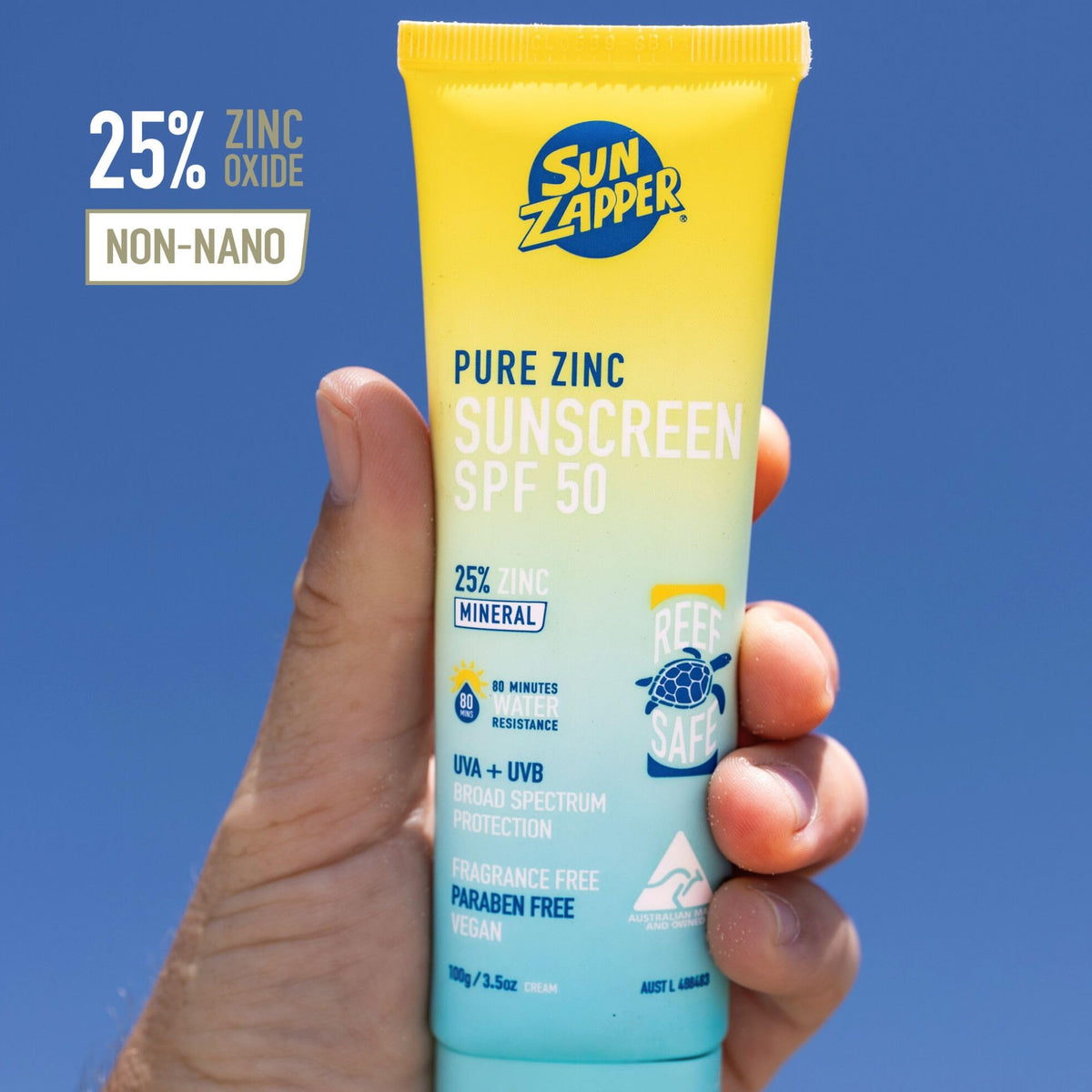 Family applying Sun Zapper outdoors illustrating broad family-friendly protection