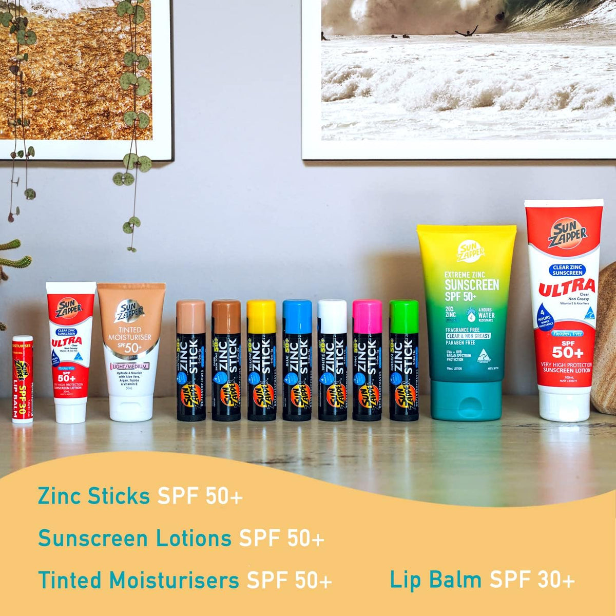 Sun Zapper ingredients label close-up showing mineral actives and benefits