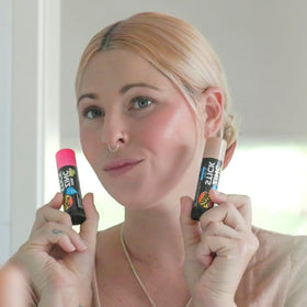 Sun Zapper Pink applied on cheek demonstrating tint and SPF benefit