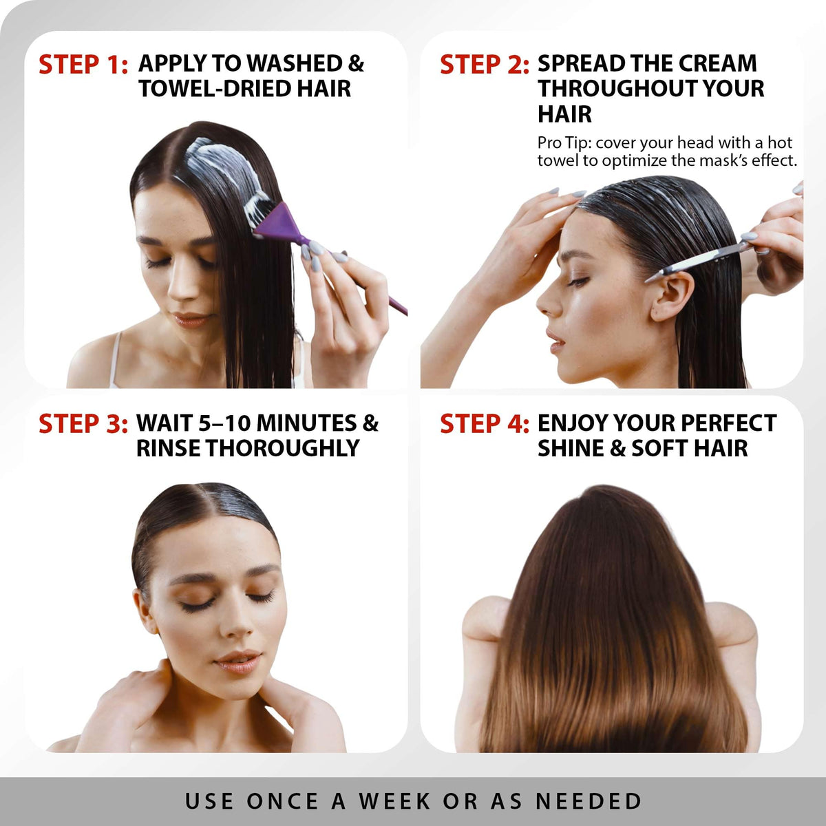 SUNATORIA close-up hair strand before and after for visible smoothing benefit