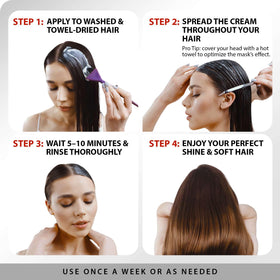 SUNATORIA close-up hair strand before and after for visible smoothing benefit