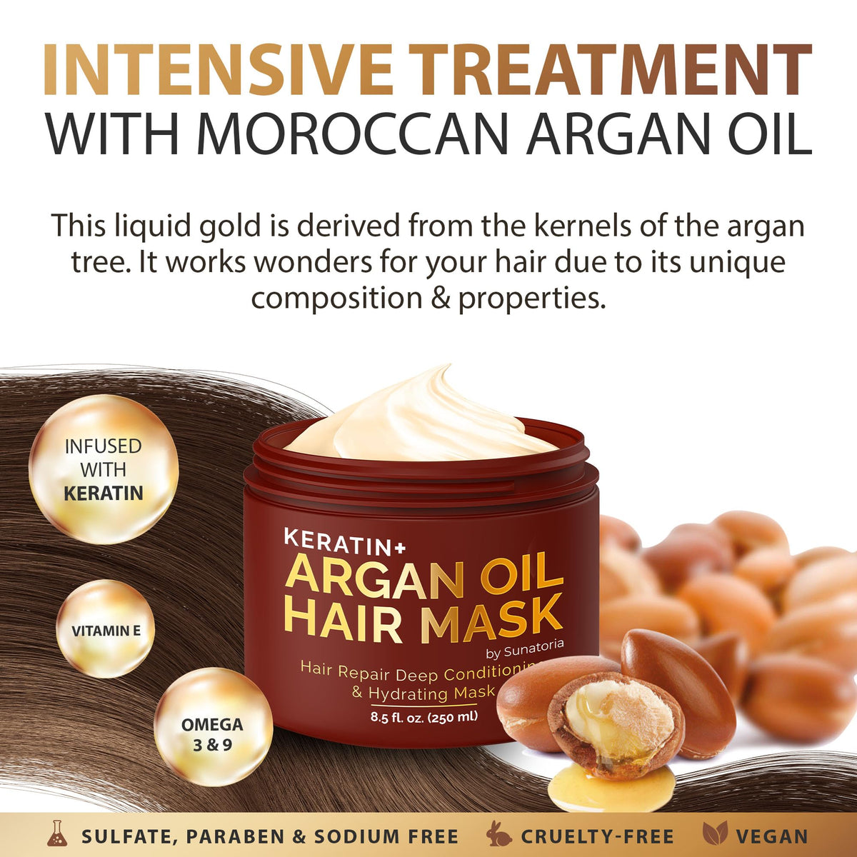 SUNATORIA argan oil drop on cotton demonstrating nourishing oil boost