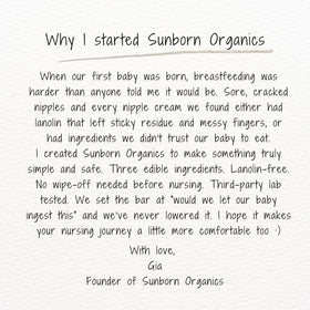 Sunborn Organics rendered tallow source showing grass-fed ingredient quality