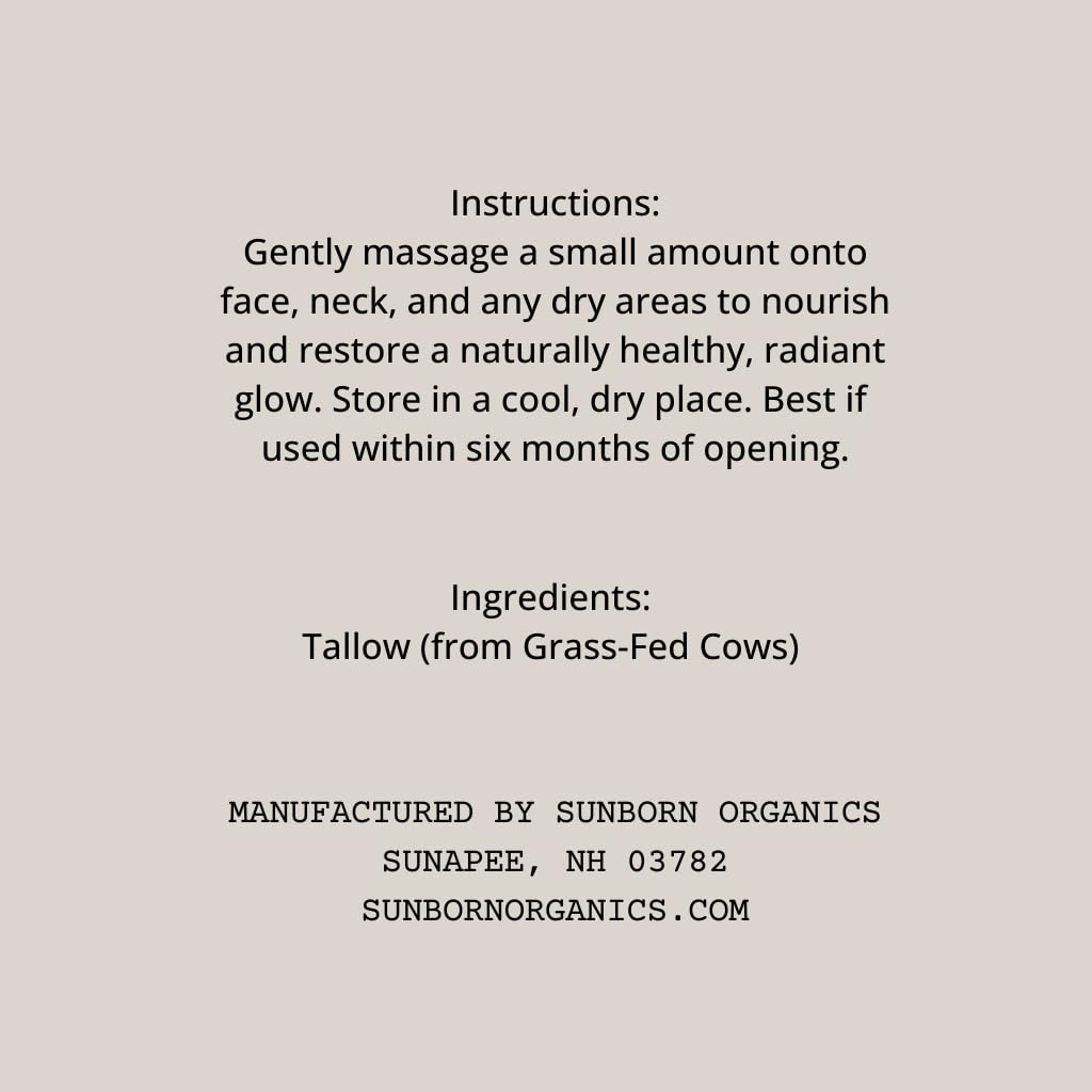 Sunborn Organics label detail showing single-ingredient purity assurance