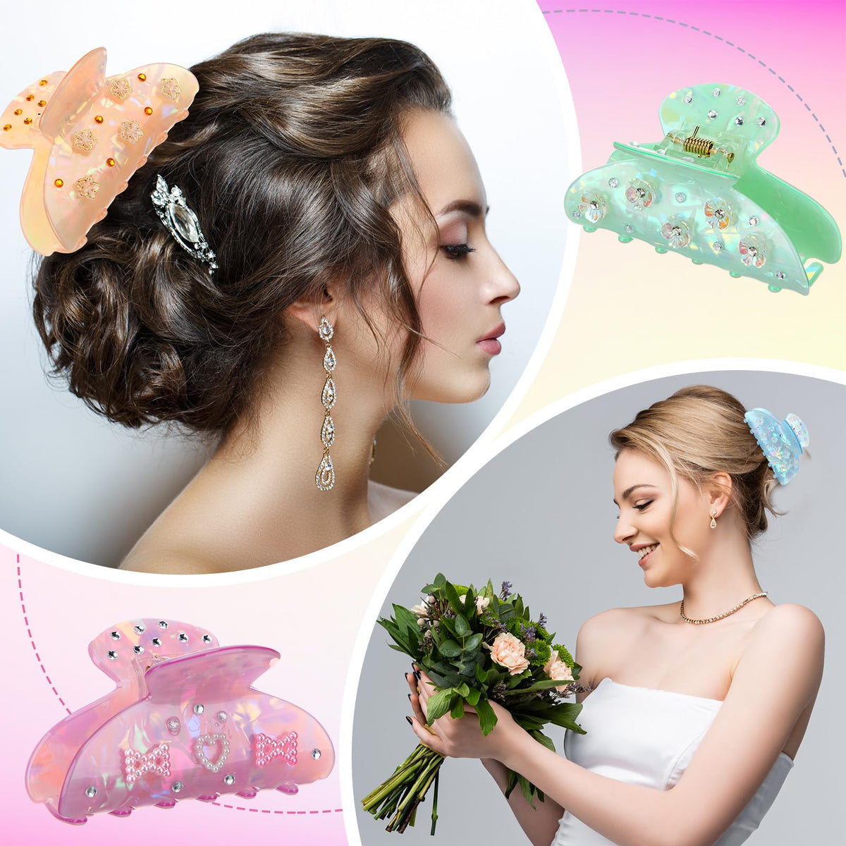Suncalla styled clip worn in hair demonstrating secure hold and decorative finish
