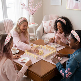 Suncalla in-use during makeup routine keeping hair back neatly