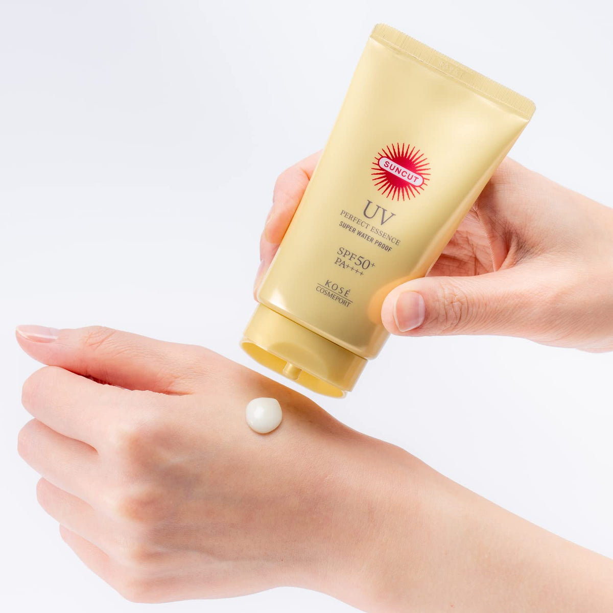 Suncut used in makeup routine demonstrating compatibility under foundation benefit