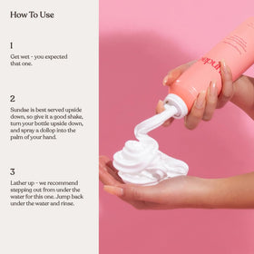 sundae bottle beside a hand for scale showing 265ml size and travel-friendly benefit