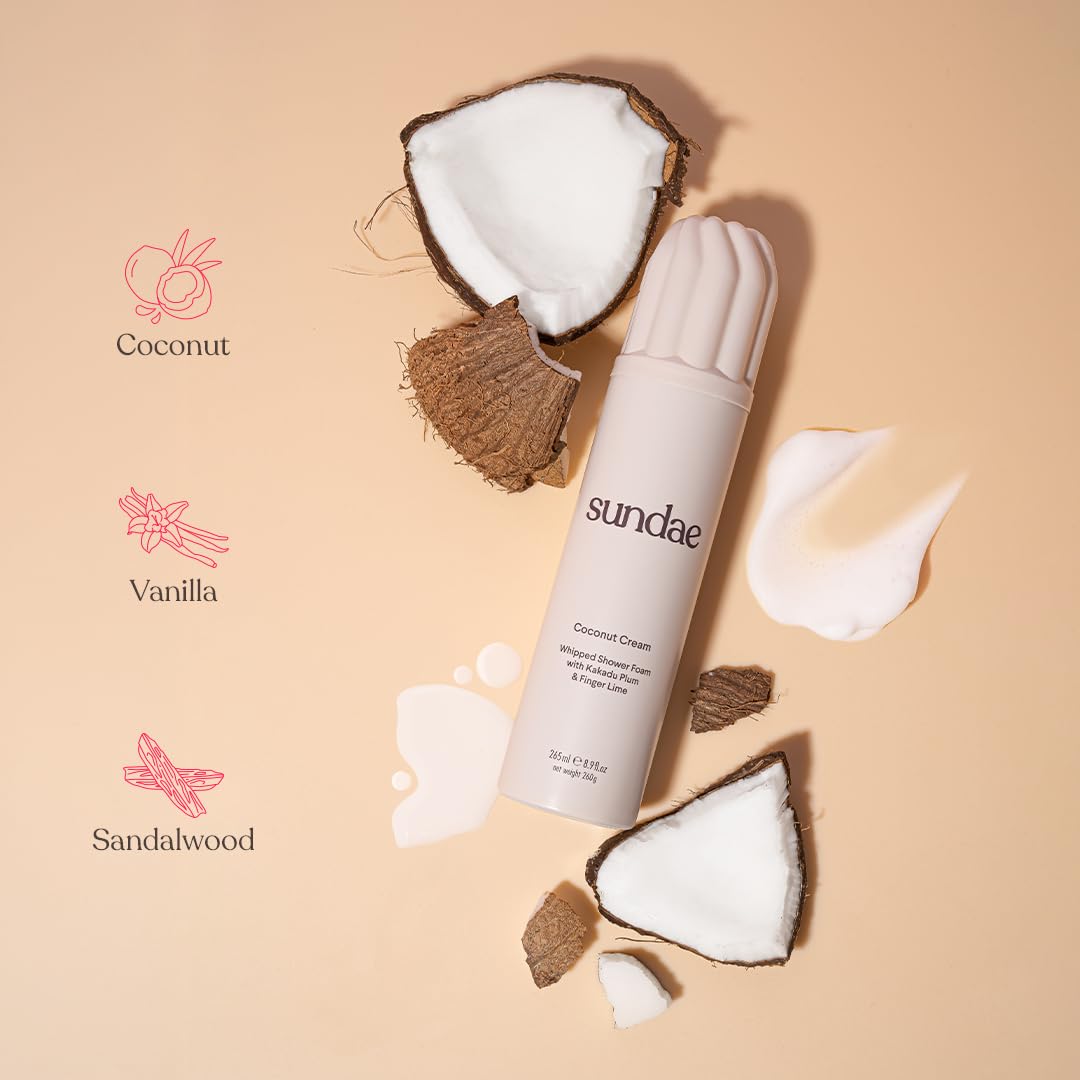 sundae whipped foam texture closeup showing creamy lather benefit: gentle coverage