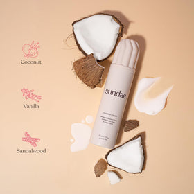sundae whipped foam texture closeup showing creamy lather benefit: gentle coverage