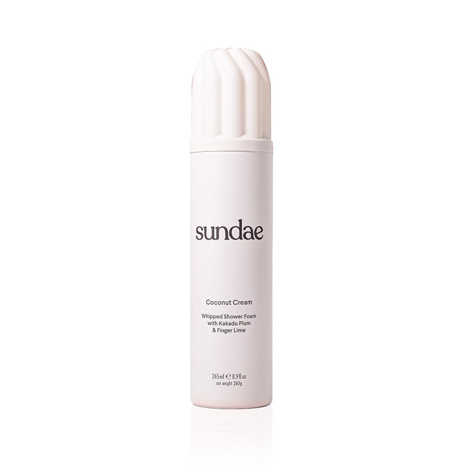 sundae front packaging showing coconut cream bottle and attractive label benefit: clear branding