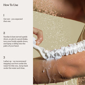 sundae foam dispensed in hand showing gentle lather for soft skin