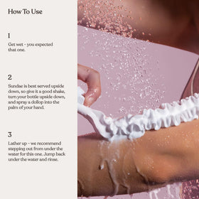 sundae in-shower use demonstrating gentle foaming cleanse benefit