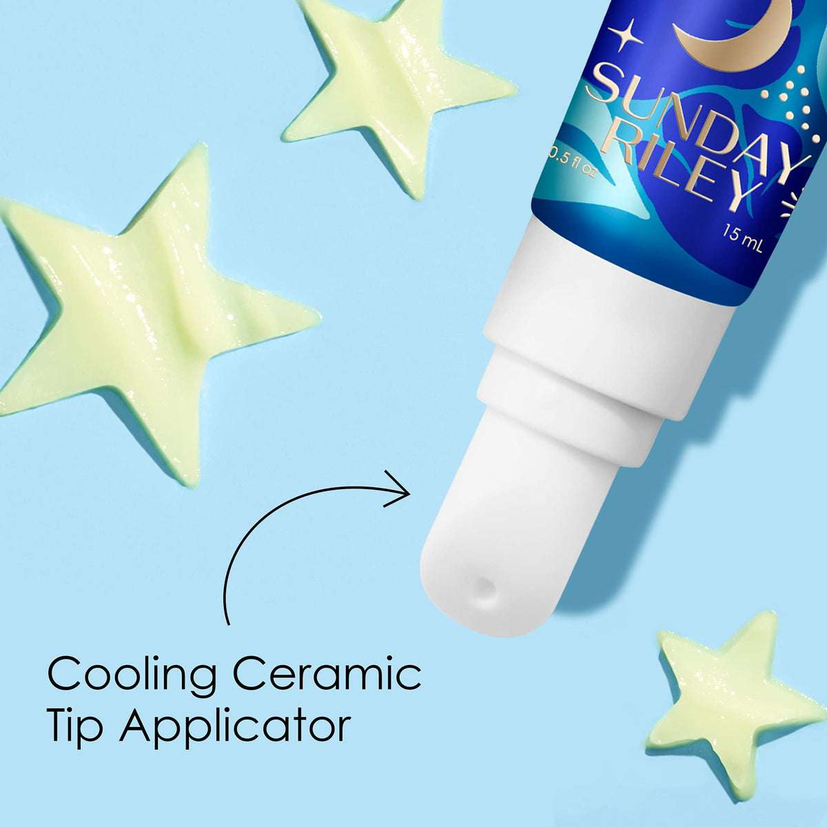 Sunday Riley 5 Stars applied to hand illustrating lightweight, fast-absorbing benefit