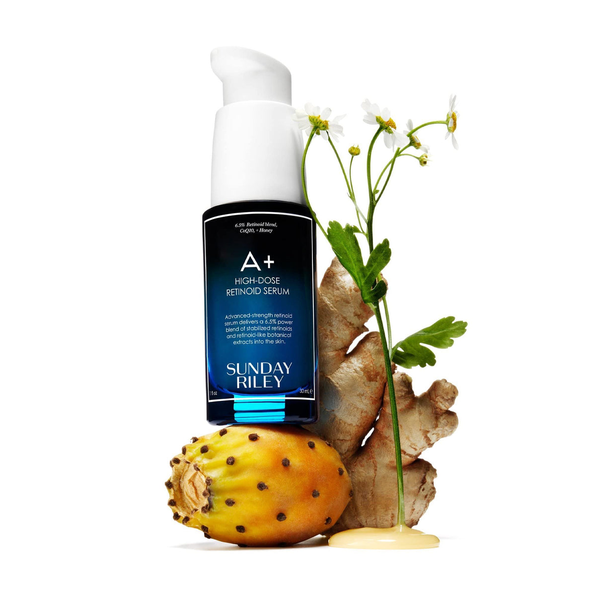 Sunday Riley pipette dispensing serum illustrating controlled application and potency