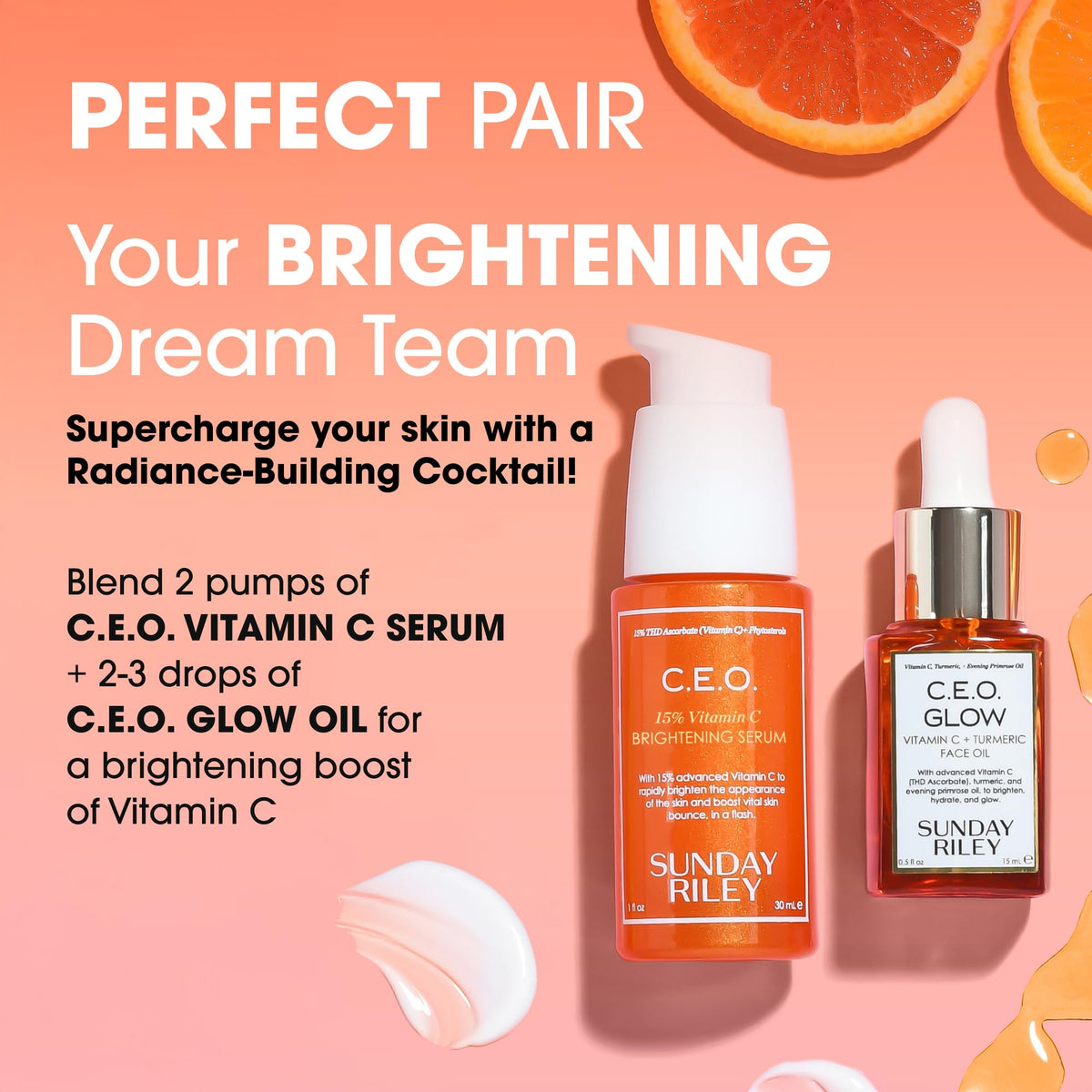 Sunday Riley serum on bathroom shelf in routine setting showing everyday antioxidant support