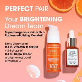 Sunday Riley serum on bathroom shelf in routine setting showing everyday antioxidant support