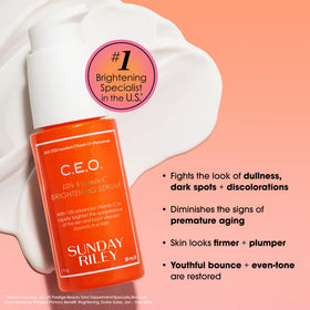 Sunday Riley pump close-up emphasizing precise dispensing and easy application benefit