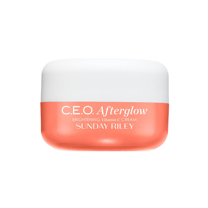 Sunday Riley C.E.O. Afterglow front jar showing clean branding and size benefit