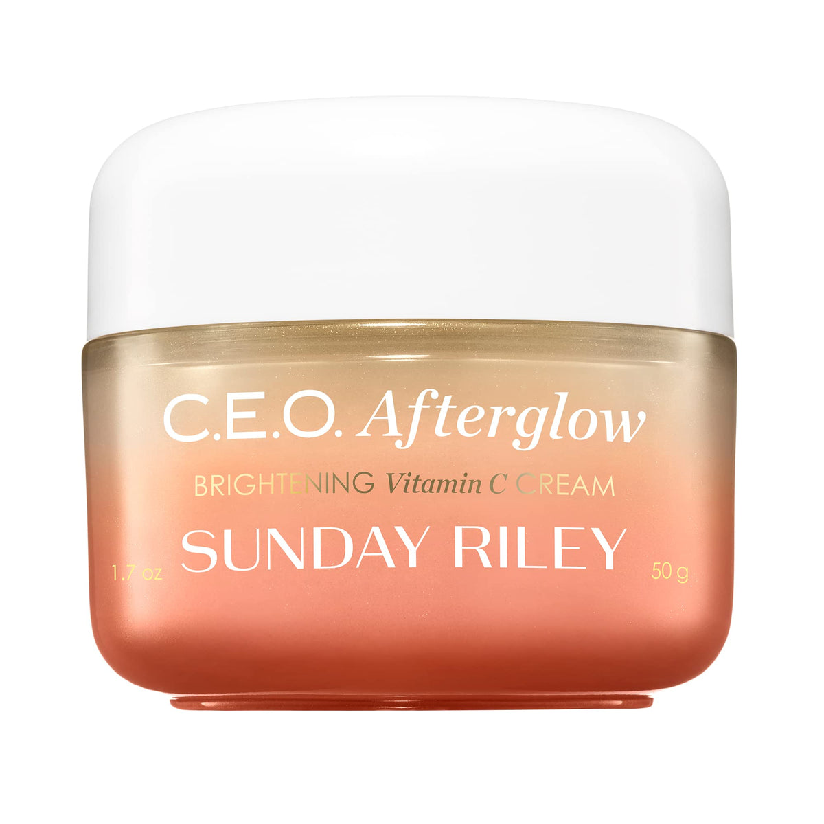 Sunday Riley jar front view showing packaging and brand clarity for shelf appeal