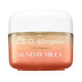 Sunday Riley jar front view showing packaging and brand clarity for shelf appeal