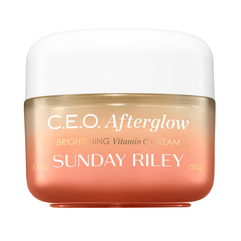 Sunday Riley jar front view showing packaging and brand clarity for shelf appeal