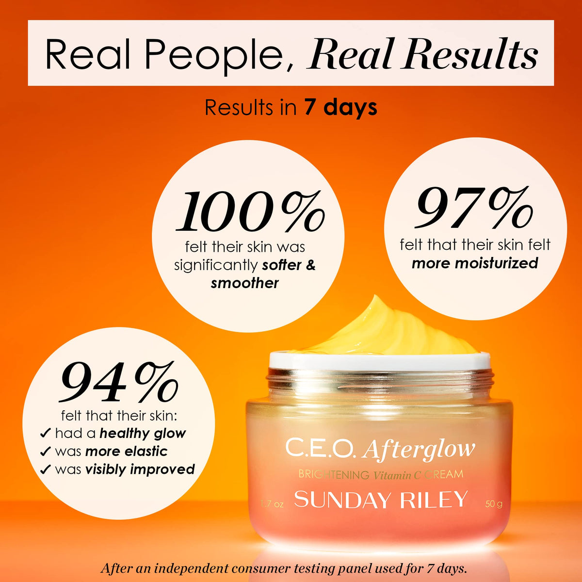 Sunday Riley product being smoothed on hand for visible quick absorption benefit