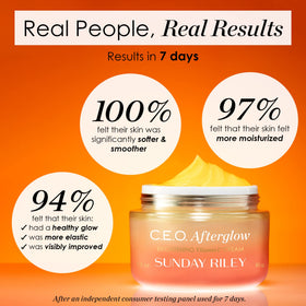 Sunday Riley product being smoothed on hand for visible quick absorption benefit