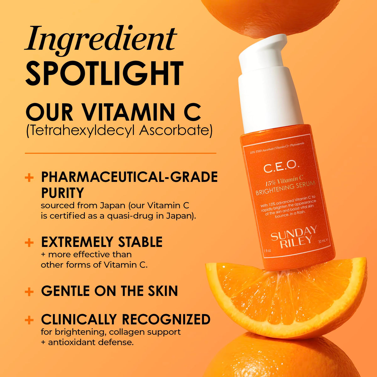 Sunday Riley bottle on bathroom shelf suggesting a skincare routine benefit