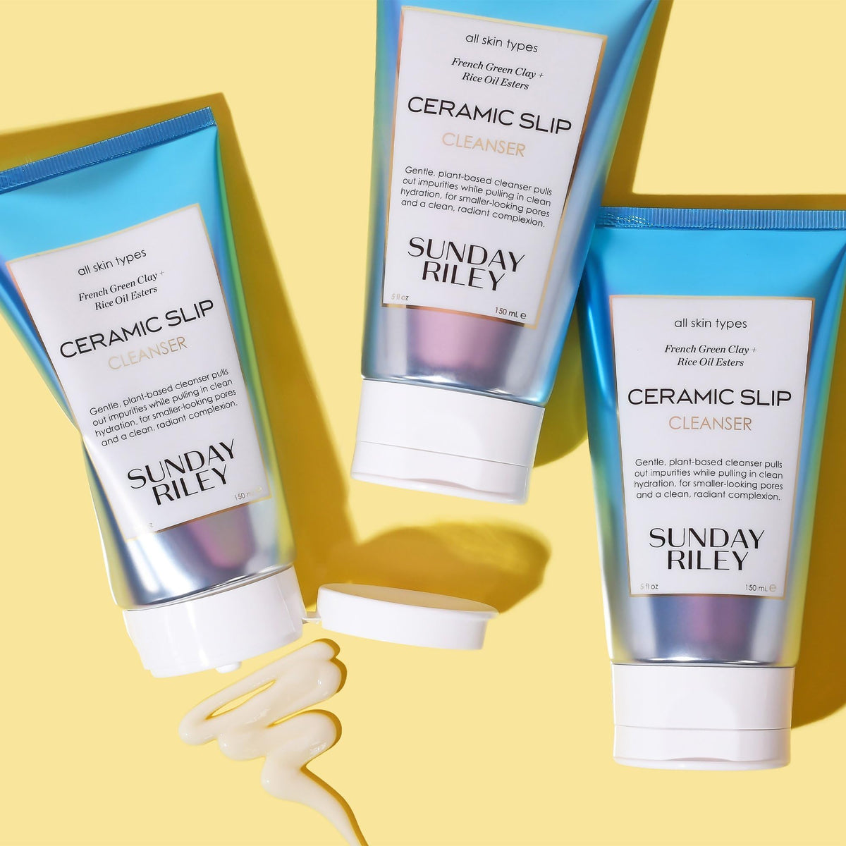 sunday riley Ceramic Slip on bathroom shelf styled to show routine integration benefit