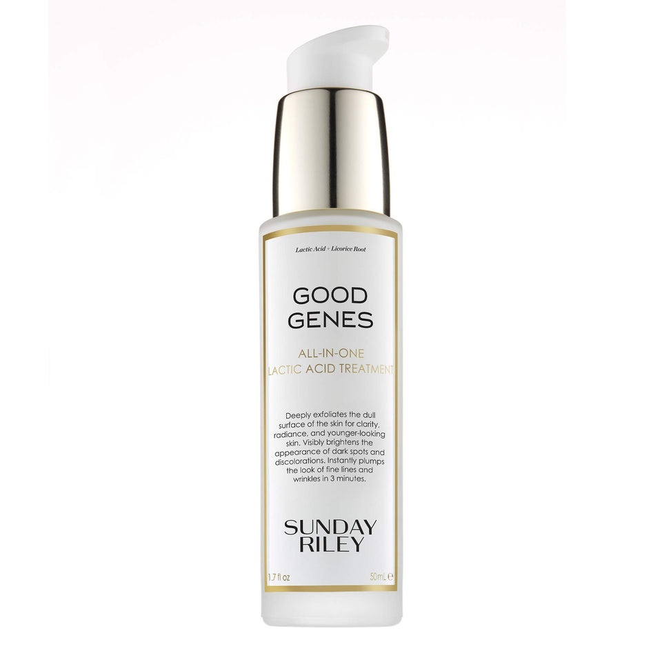 Sunday Riley front bottle showing serum and branding for instant glow