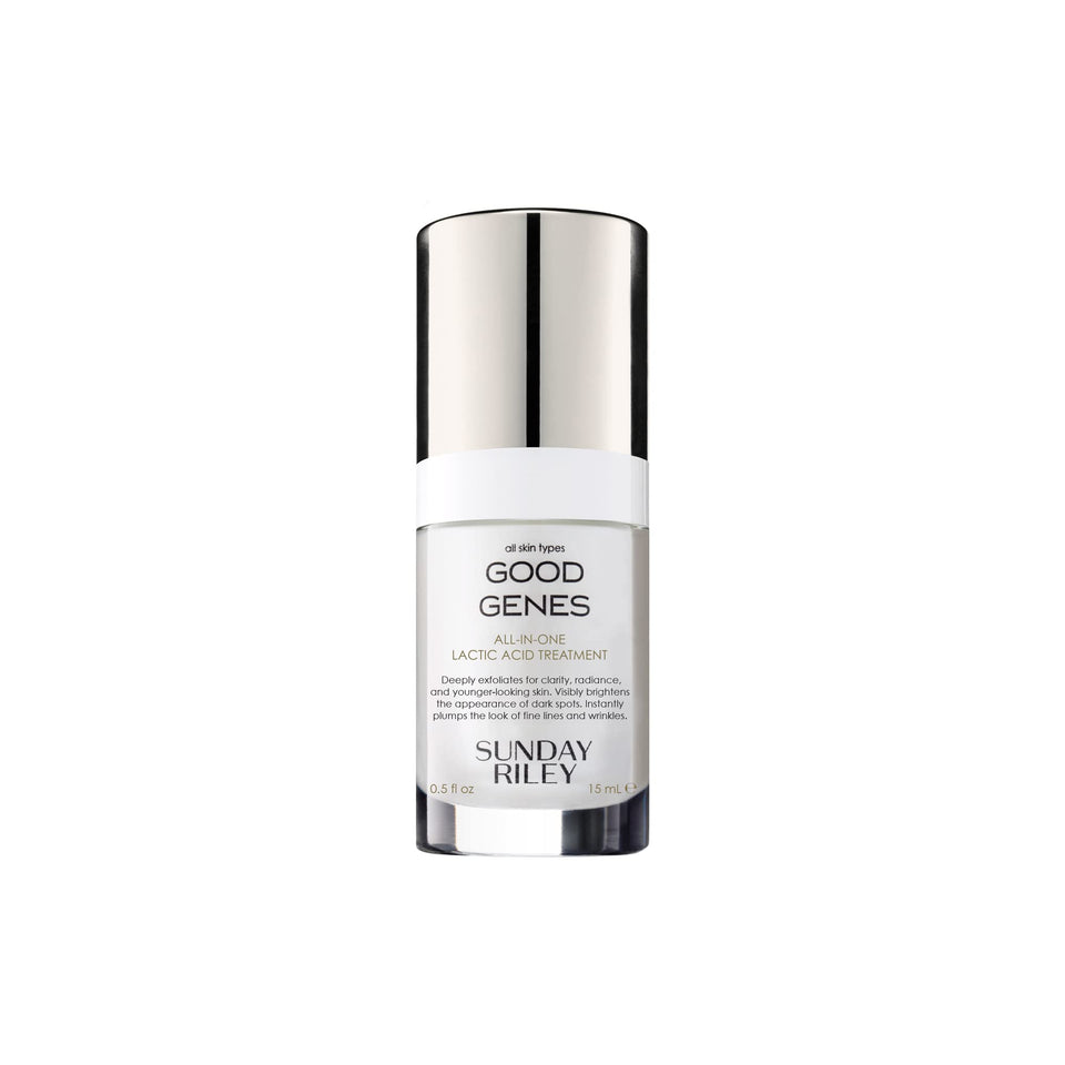 Sunday Riley Good Genes front bottle view shows sleek packaging and clinical appeal