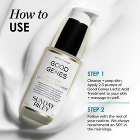 Sunday Riley Good Genes recyclable box and jar emphasizing brand sustainability commitment