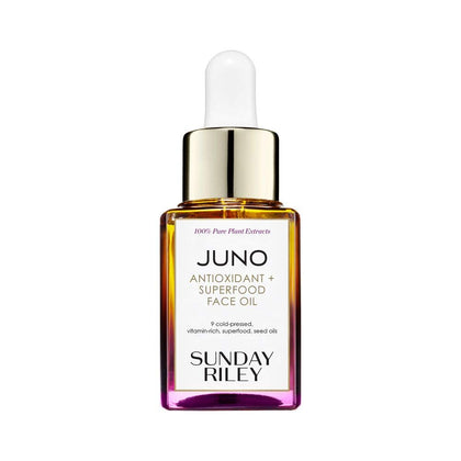 Sunday Riley Juno front bottle showing label and packaging benefits