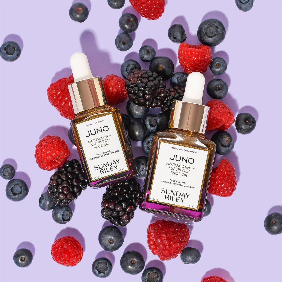 Sunday Riley Juno seed ingredients arranged to show antioxidant-rich sources