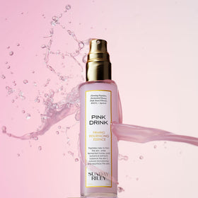 Sunday Riley Pink Drink label detail focused on ingredient list and clean formulation advantage