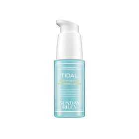 Sunday Riley bottle front view showing clean packaging and hydration benefit