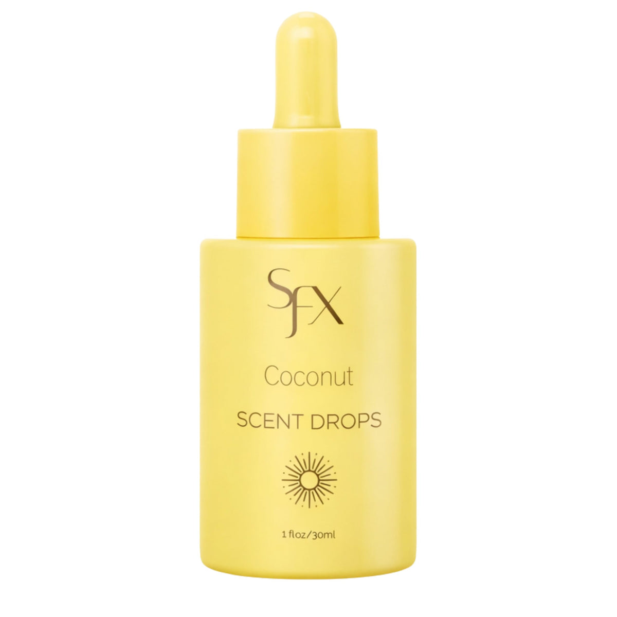 SunFX Coconut front packaging showing compact 1 oz bottle and branding for easy storage