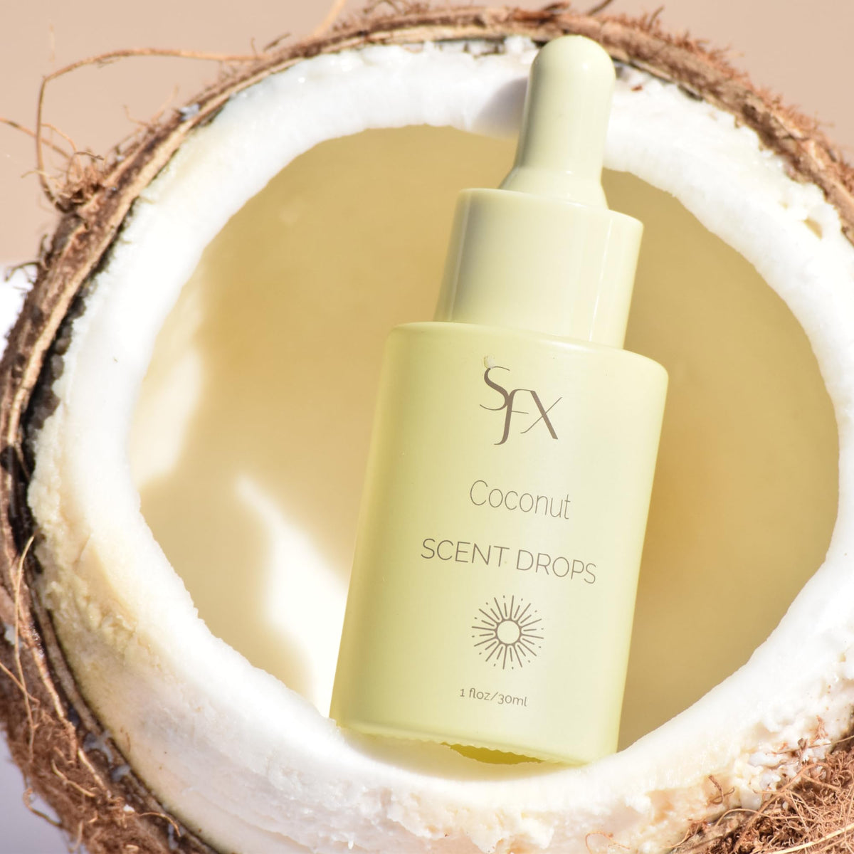 SunFX Coconut mixing with spray tan cup demonstrating compatibility with HVLP equipment