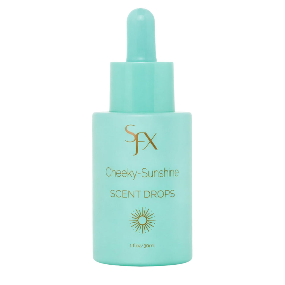 SunFX front packaging Cheeky Sunshine showing bottle and branding benefits scent control