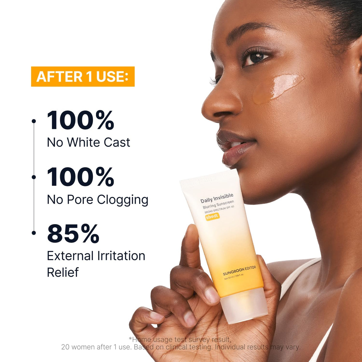 SUNGBOON EDITOR applied on hand blending seamlessly for a no-white-cast benefit
