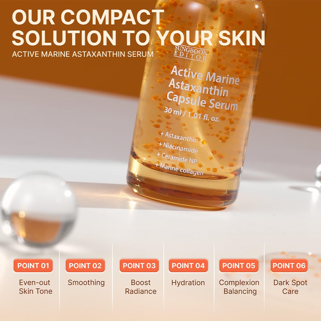 SUNGBOON EDITOR close-up of astaxanthin capsule highlighting protected delivery