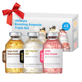 SUNGBOON EDITOR front packaging showing trio set and glow-focused design