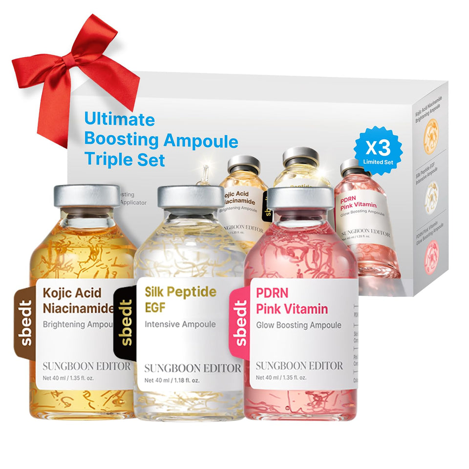 SUNGBOON EDITOR front packaging showing trio set and glow-focused design