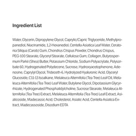 SUNGBOON EDITOR ingredient label closeup showing collagen and centella concentrations