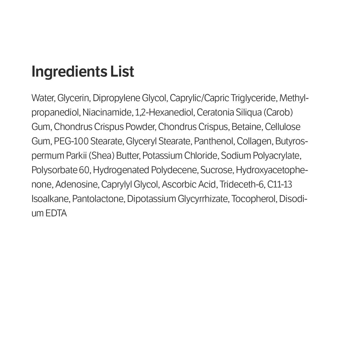 SUNGBOON EDITOR label closeup listing collagen and 20,000ppm actives