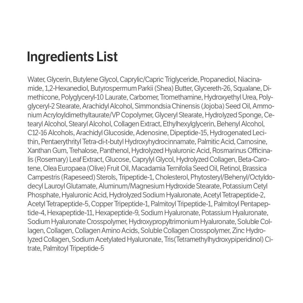 SUNGBOON EDITOR label close-up showing key ingredients and peptide information