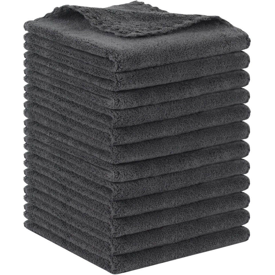 SUNLAND front pack of 12 dark grey cloths shows value and convenience