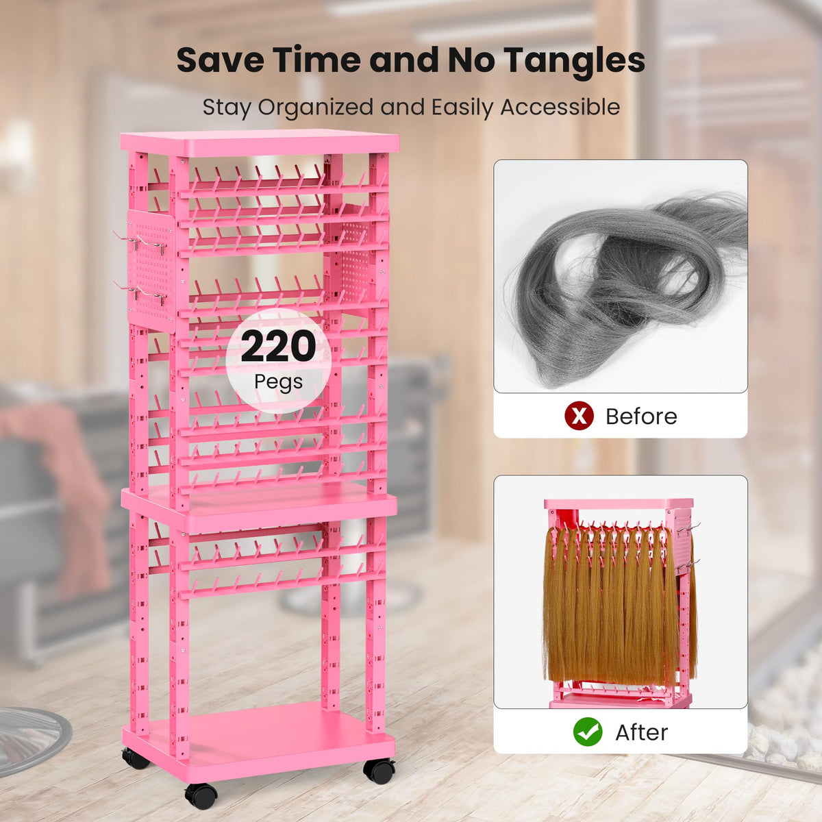 Sunnacate shelving detail with gels and tools for tidy, reachable storage