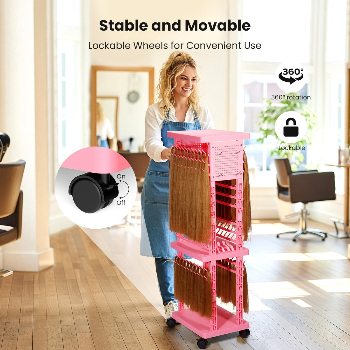 Sunnacate caster wheels and brake close-up for stable mobility and locked position